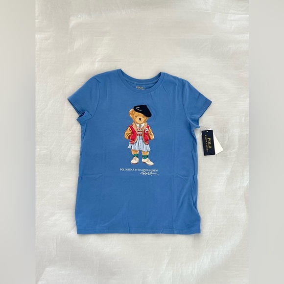 POLO RALPH LAUREN 3PC Polo Bear Set Girl’s Sz L Jersey Tee & Ball Cap w Gift Box - Picture 6 of 14